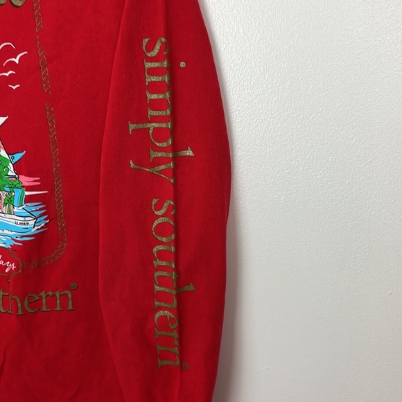 Simply Southern Christmas Nauti or Nice Long Sleeve Youth Size Large Color Red - Picture 5 of 7